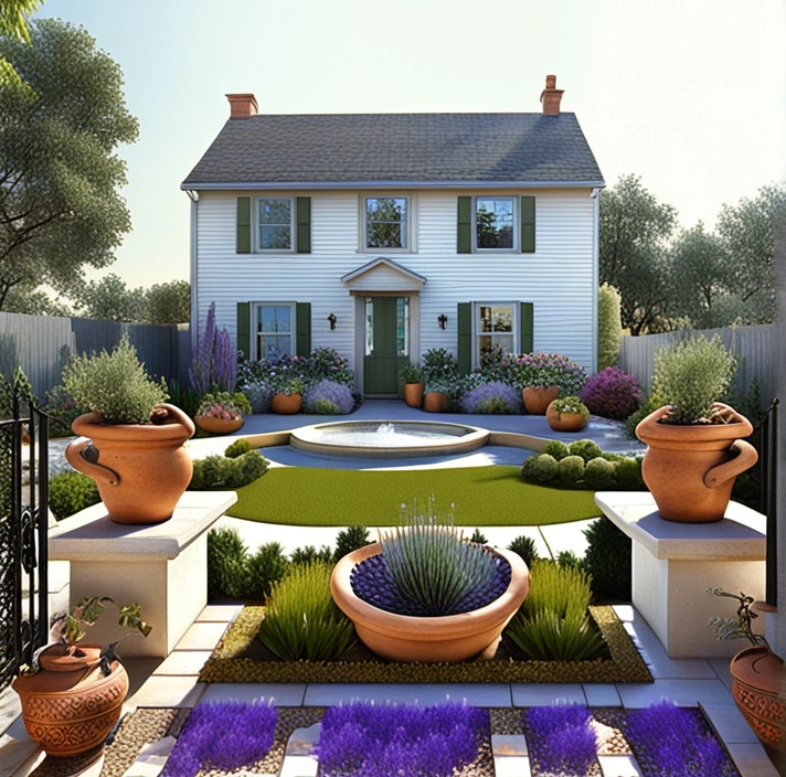 frontyard Mediterranean landscape Design
